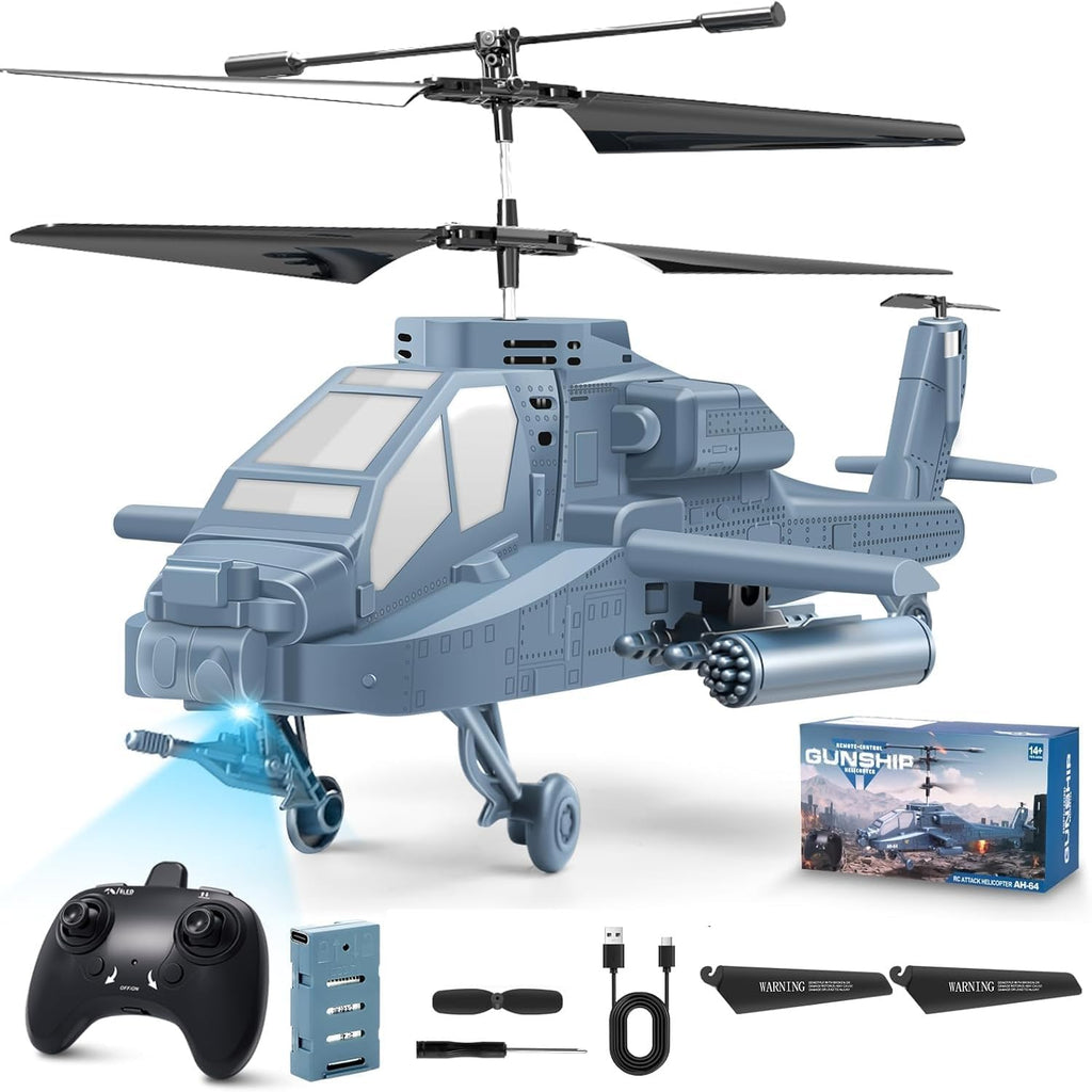 RC Helicopter 2.4 GHz Remote Controlled Flying Helicopter Toy with LED Lights, One Button Start & Altitude Hold Function Gifts for Kids Boys