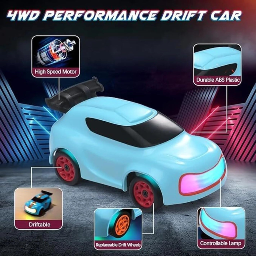 Mini RC Drift Car 1:64 Scale Remote Control Car with LED Lights & Speed Mode, 2.4GHz Stunt Drifting RC Toys, Hobby Gift for Kids & Adults