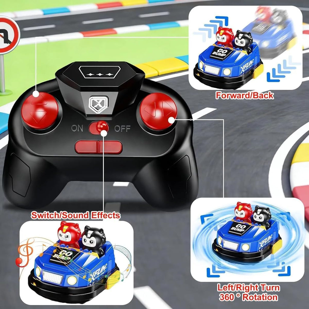 Remote Control Bumper Car Toy for Kids, 2-Player Battle Racing Game with Ejectable Drivers, 4-Channel RC Cars, Cool Lights & Sound, Rechargeable Battery, Fun Indoor Toys
