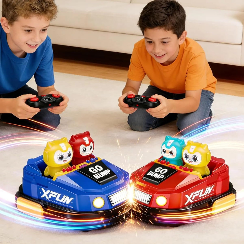Remote Control Bumper Car Toy for Kids, 2-Player Battle Racing Game with Ejectable Drivers, 4-Channel RC Cars, Cool Lights & Sound, Rechargeable Battery, Fun Indoor Toys