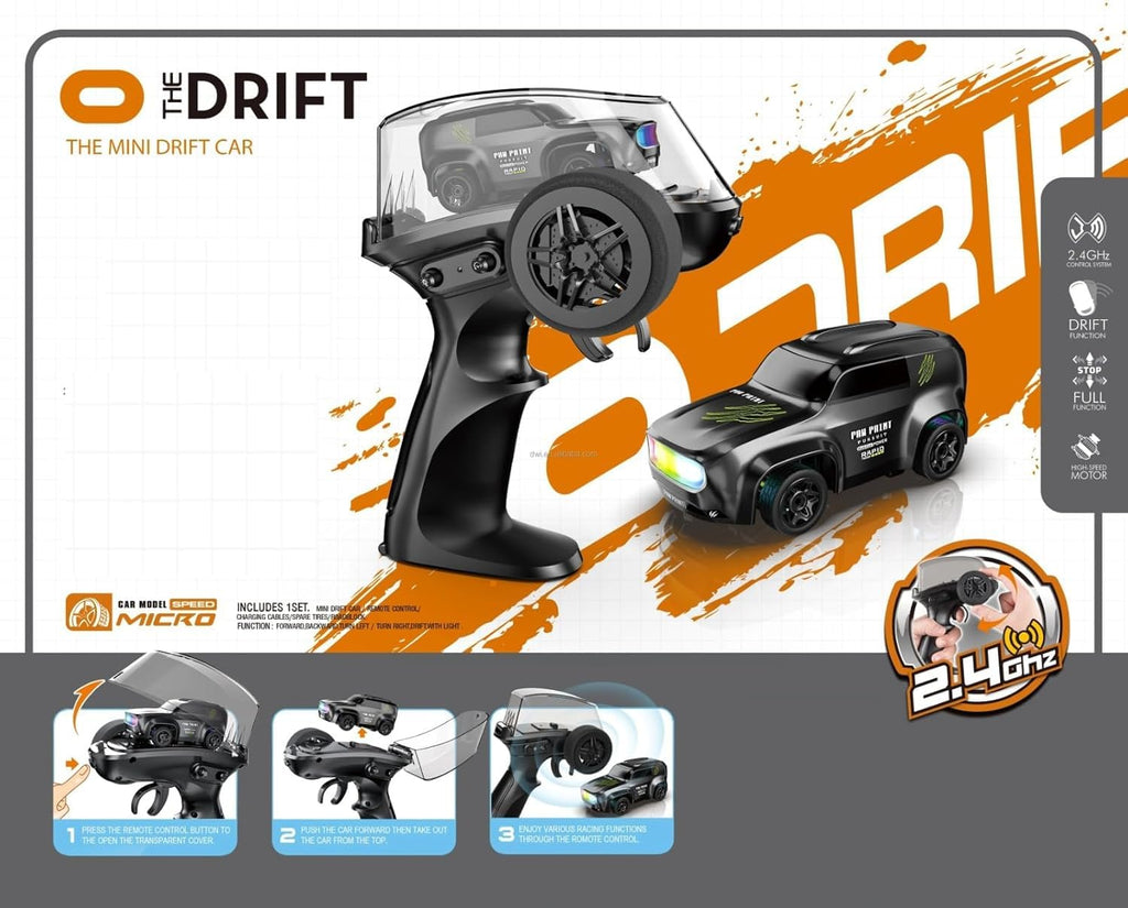 2.4GHz Mini RC Drifting Car 1:64 Scale Remote Control Car with LED Lights & Speed Mode, Stunt Drift Toy for Kids & Adults