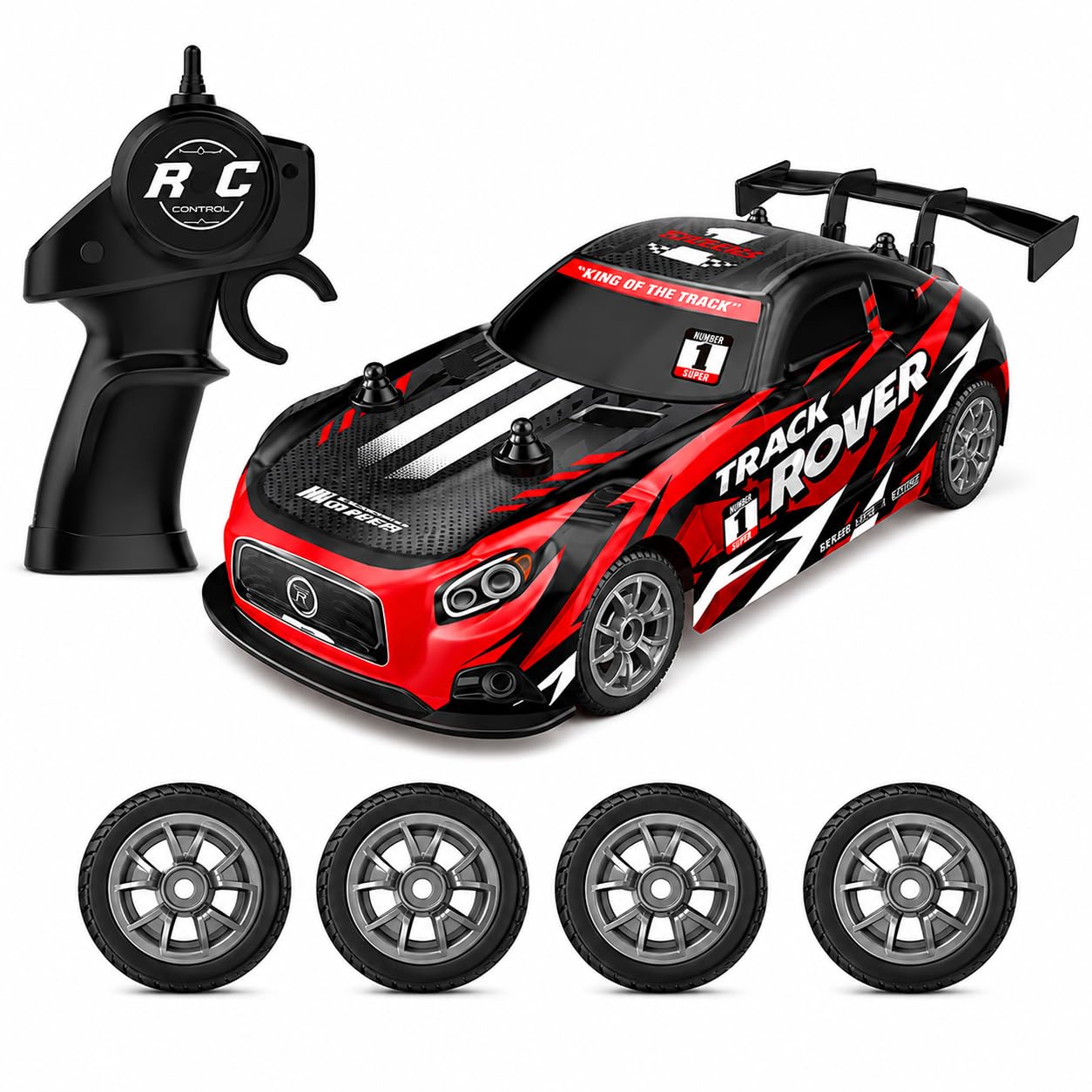 RC Drift Car, 1:24 Remote Control High Speed Racing Drifting Car 20KMH for Boys 4x4 Wheel Drive Rechargeable Extra Drifting Tires Birthday Gifts