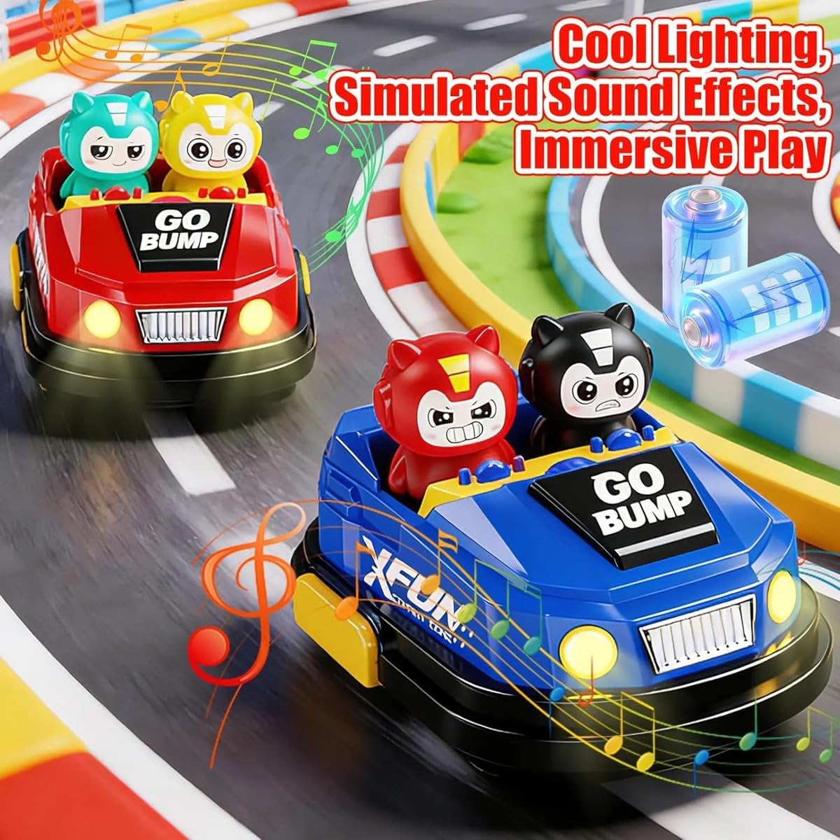 Remote Control Bumper Car Toy for Kids, 2-Player Battle Racing Game with Ejectable Drivers, 4-Channel RC Cars, Cool Lights & Sound, Rechargeable Battery, Fun Indoor Toys