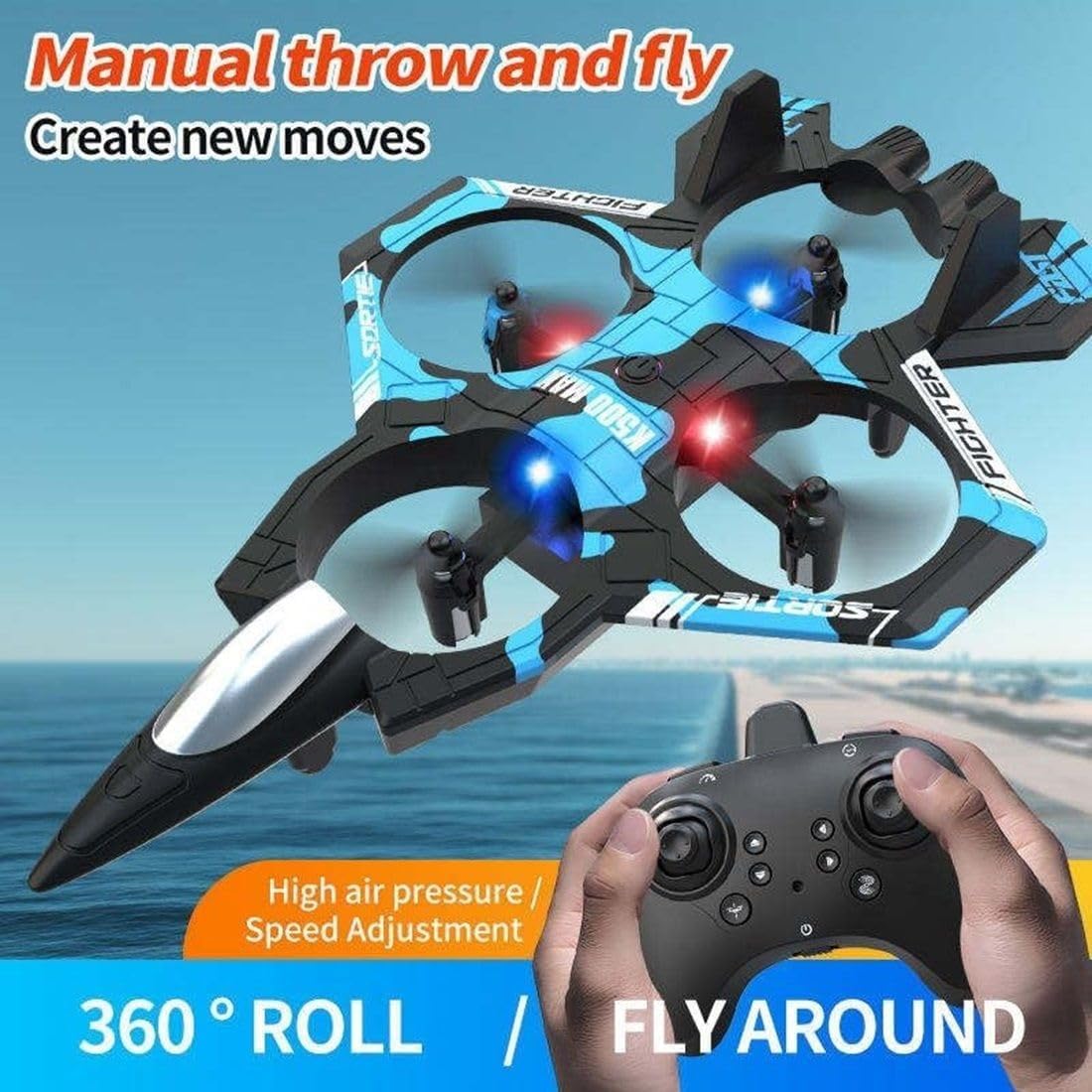 RC Aeroplane for Kids & Adults, 2.4GHz Remote Control Airplane with LED Lights, 360° Stunt Flips, 6-Axis Gyro Stabilization, USB Rechargeable EPP Foam RC Plane for Beginners