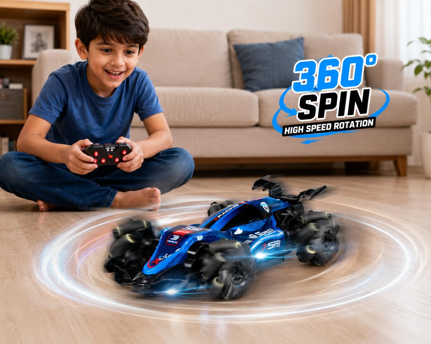 1:40 Scale F1 Racing Drift RC Car with 4WD, 360° Stunt Rotation & Rechargeable Battery