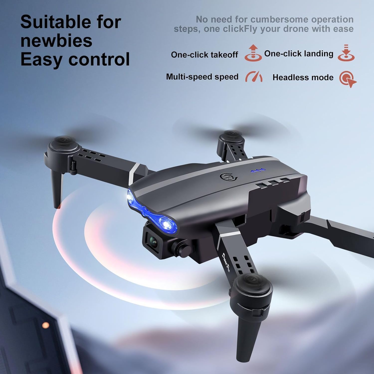 Drone with 4k Camera Foldable 1080P HD Drone with FPV Live Video, Smart Gestures Selfie, Altitude Hold, One Key Take Off/Landing, 3D Flips for Kids and Adults.