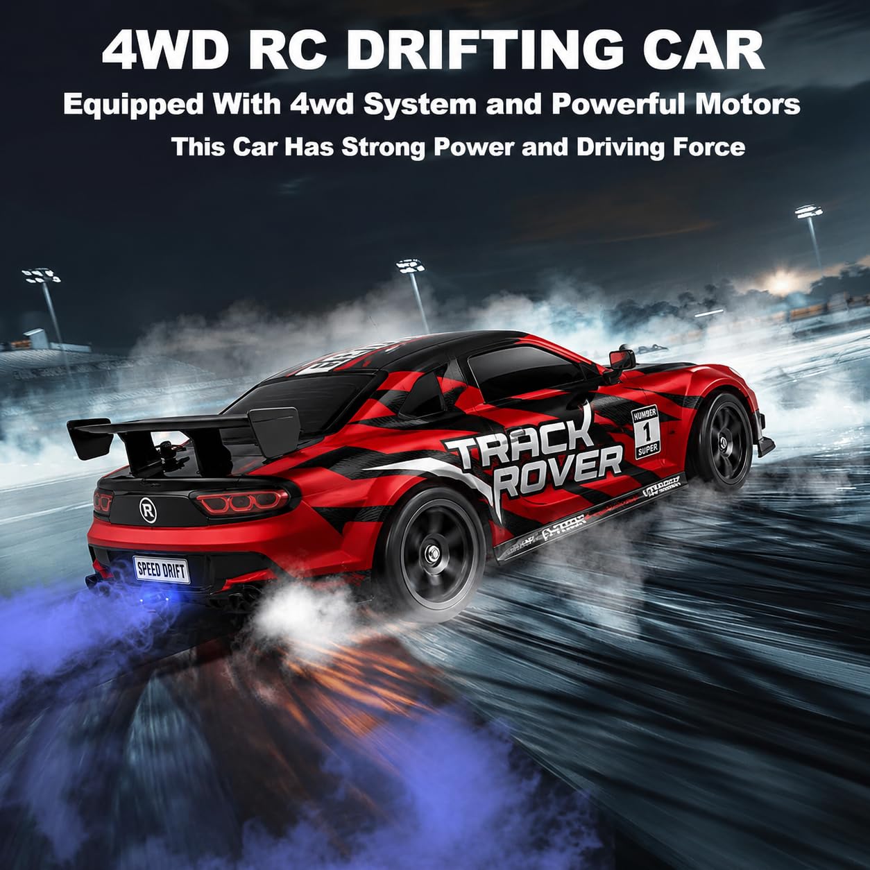 RC Drift Car, 1:24 Remote Control High Speed Racing Drifting Car 20KMH for Boys 4x4 Wheel Drive Rechargeable Extra Drifting Tires Birthday Gifts