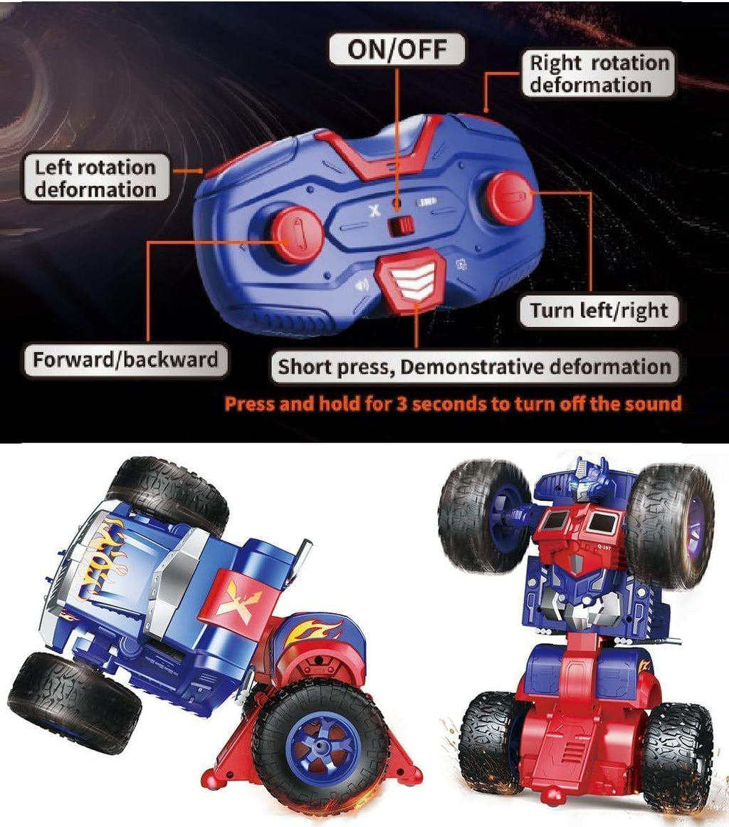 Remote Control Transform Car 360 Deformation RC Robot Truck One Click Convertible Racing Car for Kids Boys Birthday Gifts