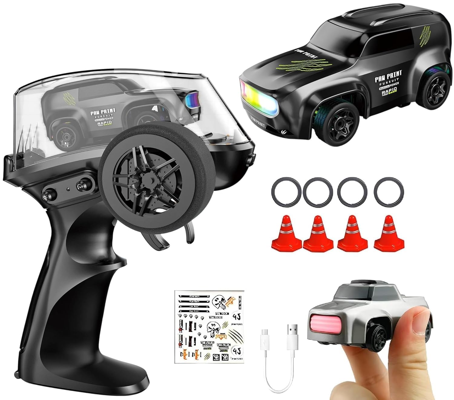 2.4GHz Mini RC Drifting Car 1:64 Scale Remote Control Car with LED Lights & Speed Mode, Stunt Drift Toy for Kids & Adults