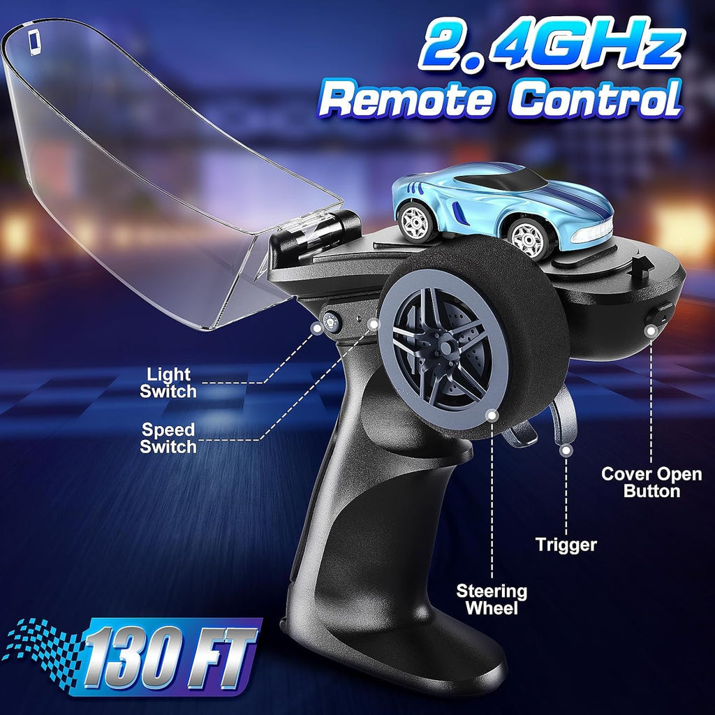 Mini RC Drift Car 1:64 Scale Remote Control Car with LED Lights & Speed Modes, 2.4GHz Stunt Drifting RC Toys, Hobby Gift for Kids & Adults