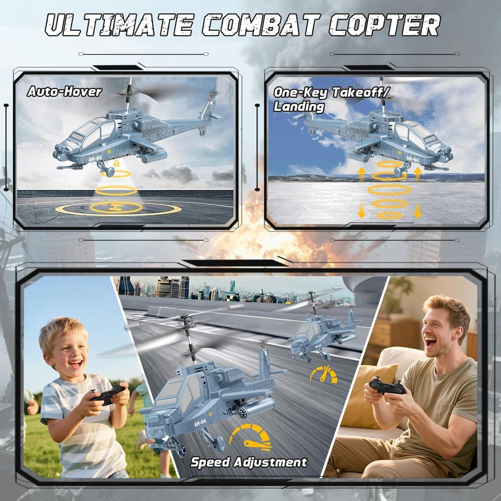 RC Helicopter 2.4 GHz Remote Controlled Flying Helicopter Toy with LED Lights, One Button Start & Altitude Hold Function Gifts for Kids Boys
