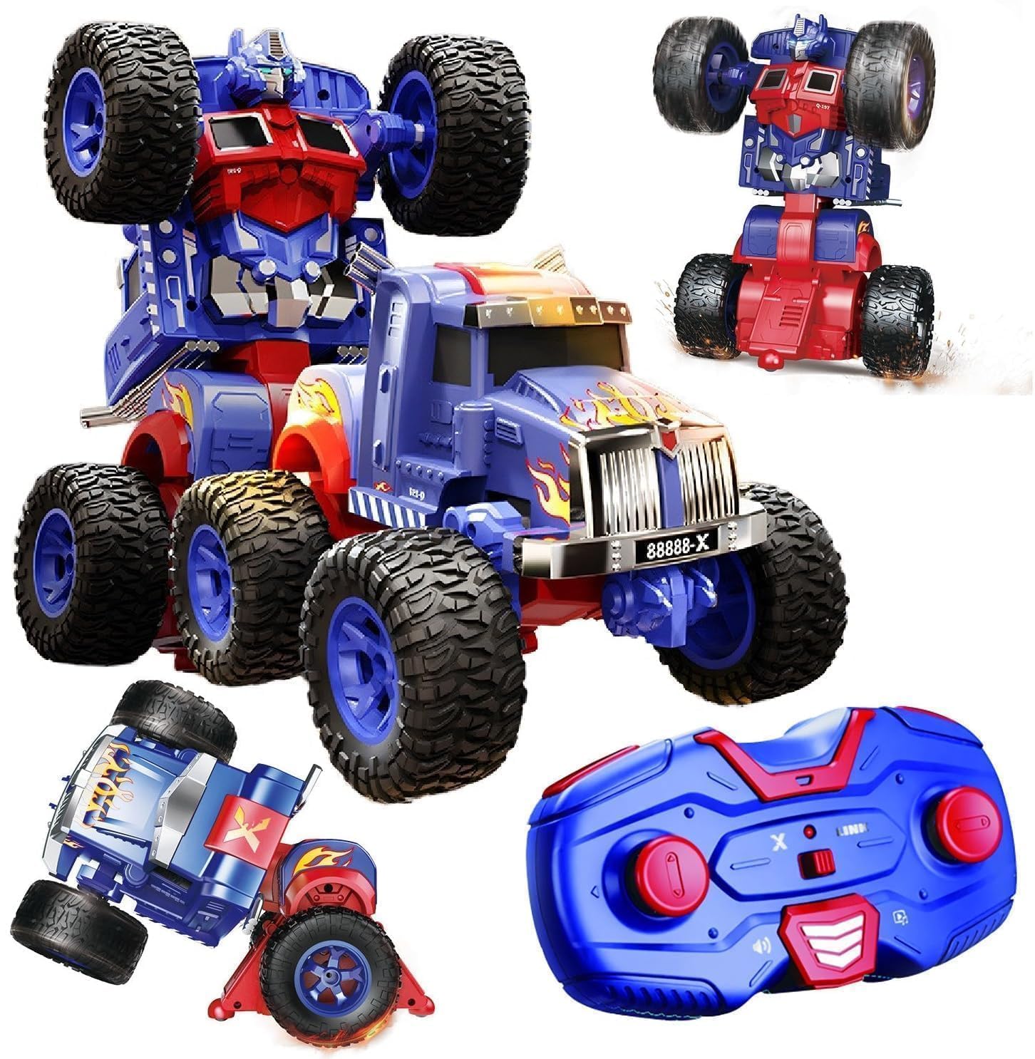 Remote Control Transform Car 360 Deformation RC Robot Truck One Click Convertible Racing Car for Kids Boys Birthday Gifts