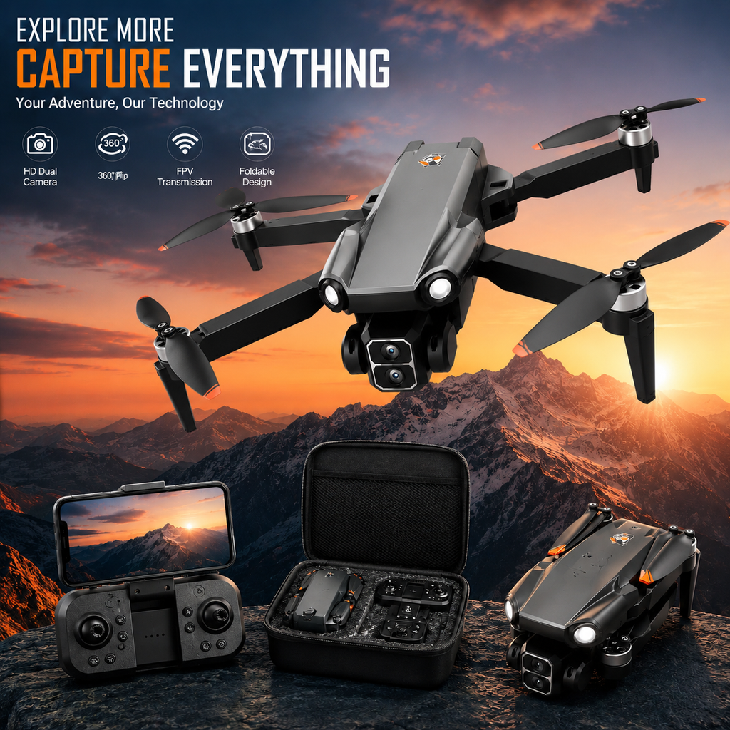 Brushless 4K HD Dual Camera Foldable Drone with WiFi FPV, Optical Flow Hovering, Gesture Control, Altitude Hold, Headless Mode & One Key Takeoff for Kids & Adults