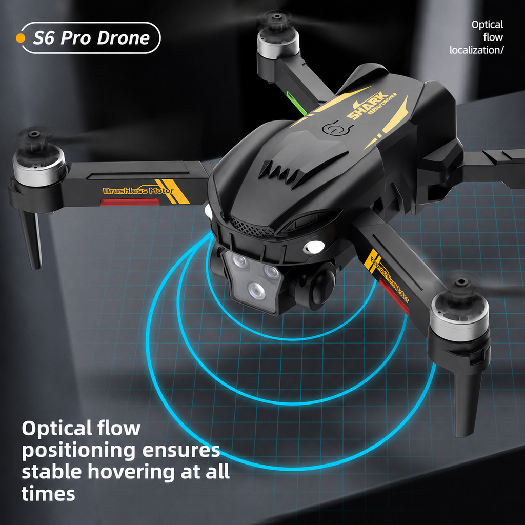 S6 Pro Foldable Drone with HD Dual Camera, Optical Flow Positioning, 360° Flip, Headless Mode, LED Lights & Modular Battery for Kids and Adults