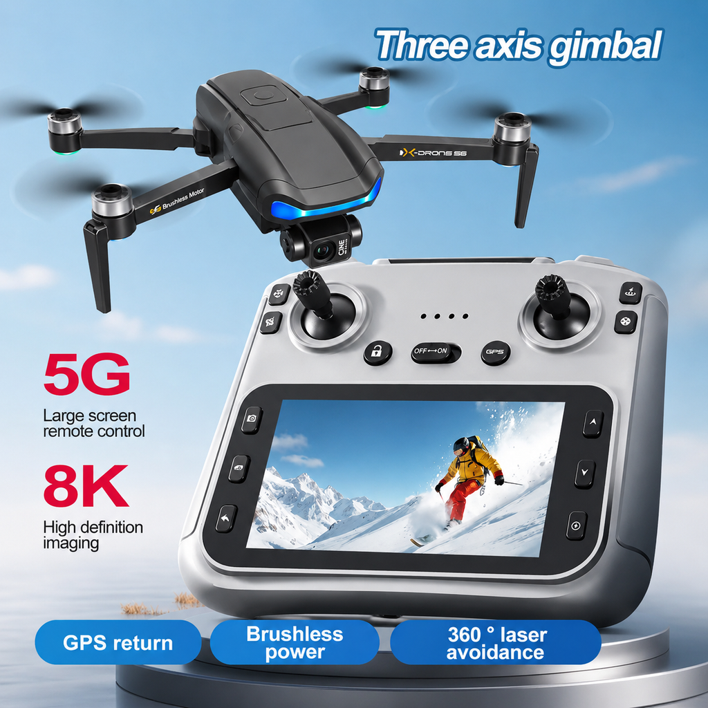 L3 Max GPS Drone with 3-Axis Gimbal 8K UHD Camera, Display Remote Controller, Brushless Motor, Dual Battery, Foldable FPV Drone for Kids & Adults