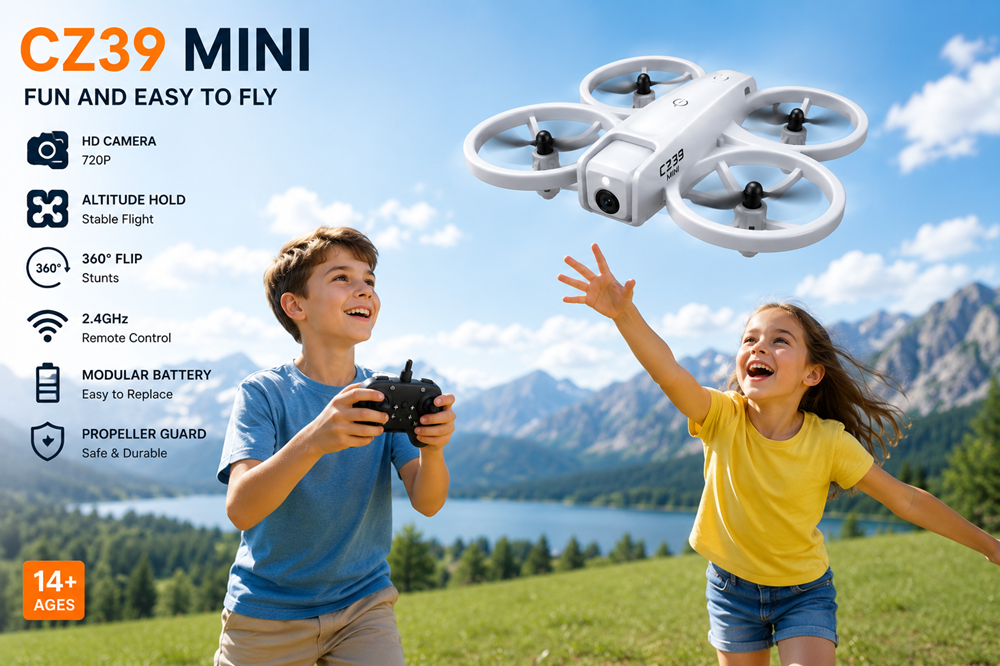 CZ39 Mini Drone with Camera for Kids & Beginners, 2 Battery Foldable RC Quadcopter with Altitude Hold, 360° Flip, Headless Mode & 2.4GHz Remote Control Toy Drone for Boys & Girls