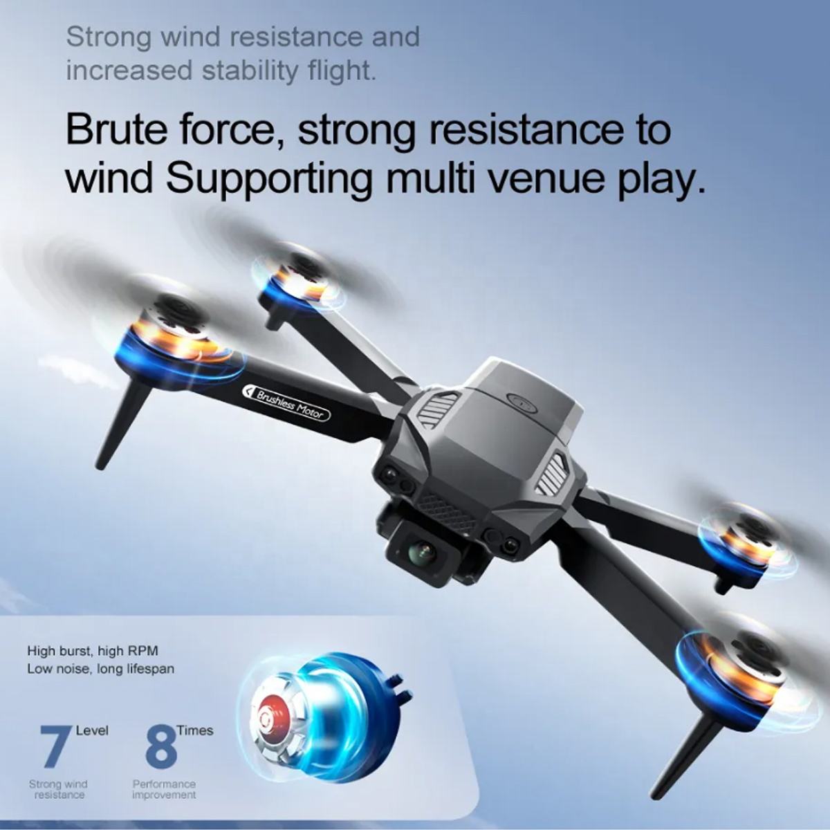 720P HD Mini Drone with Brushless Motor, Obstacle Avoidance, Optical Flow, 360° Stunt & Remote Control