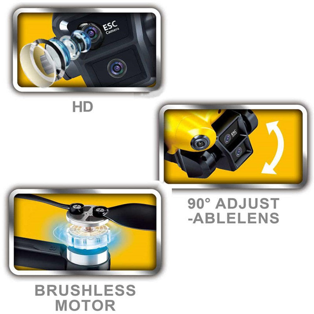 DJW M4 Ultra Foldable Drone with 4K Dual Camera, Display Controller, Brushless Motor, Optical Flow Positioning, WiFi FPV, Altitude Hold, Gesture Selfie & 360° Flips for Kids & Adults