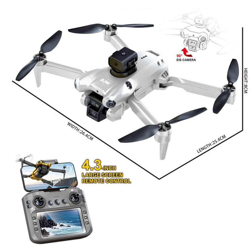 DJW M4 Ultra Foldable Drone with 4K Dual Camera, Display Controller, Brushless Motor, Optical Flow Positioning, WiFi FPV, Altitude Hold, Gesture Selfie & 360° Flips for Kids & Adults