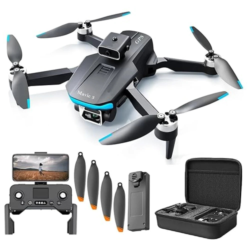 Mavic 3 Brushless GPS Drone with 1080P HD Dual Camera, 6-Axis Gyro, Obstacle Avoidance, WiFi FPV 25 Min Flight Time, Remote Control Quadcopter for Aerial Photography