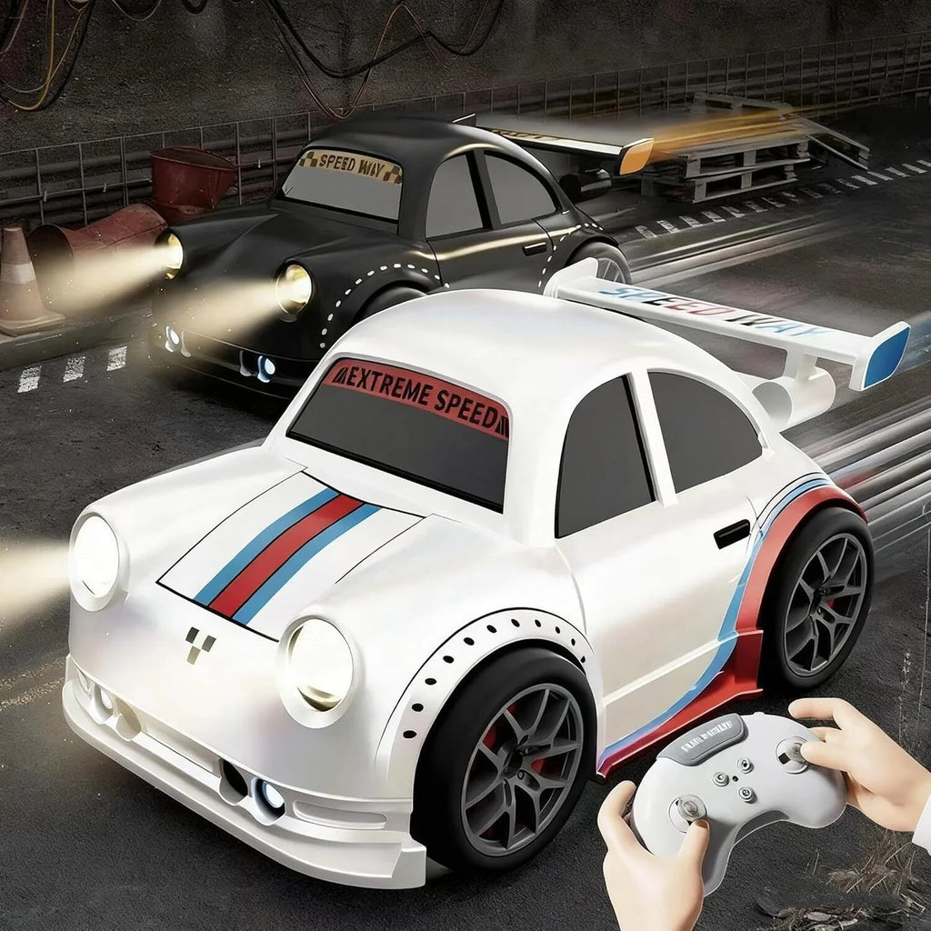 Remote Control Drift Car with Gesture Sensor, 360° Stunt RC Car with LED Lights, Rechargeable 2.4GHz Smart Follow Me & Escape Mode Racing Toy for Kids Boys Girls(White)