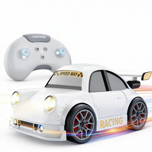Remote Control Drift Car with Gesture Sensor, 360° Stunt RC Car with LED Lights, Rechargeable 2.4GHz Smart Follow Me & Escape Mode Racing Toy for Kids Boys Girls(White)