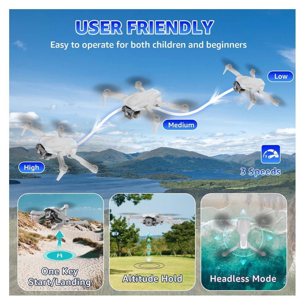S33 GPS Drone 4K 1080p Dual HD Camera with Obstacle Avoidance Gesture Remote Control Flying Drone RC Mode Brushless Motor 2x1800mAh Rechargeable Battery